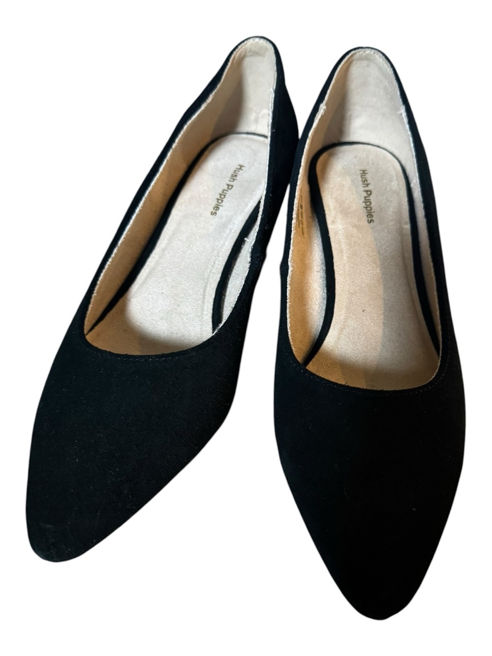 Hush Puppies Black Pointed Toe Suede Flats